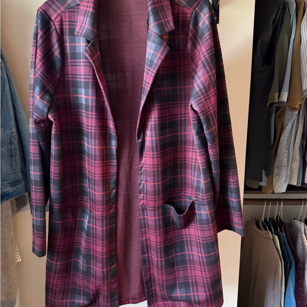 MELLODAY Red and Black Plaid Coat